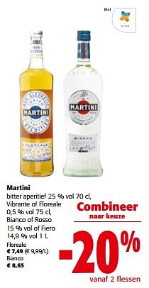Promoties Martini bitter aperitief vibrante of floreale bianco of rosso of fiero - Martini - Geldig van 13/03/2024 tot 26/03/2024 bij Colruyt