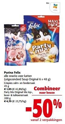 Promoties Purina felix alle snacks voor katten - Purina - Geldig van 13/03/2024 tot 26/03/2024 bij Colruyt