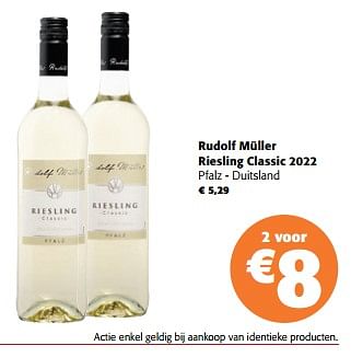 Promoties Rudolf müller riesling classic 2022 - Witte wijnen - Geldig van 13/03/2024 tot 26/03/2024 bij Colruyt