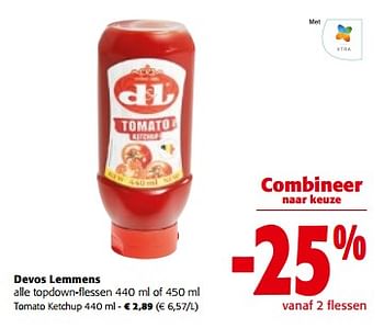 Promoties Devos lemmens tomato ketchup - Devos Lemmens - Geldig van 13/03/2024 tot 26/03/2024 bij Colruyt