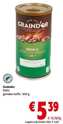 Promoties Graindor moka gemalen koffie - Graindor - Geldig van 13/03/2024 tot 26/03/2024 bij Colruyt