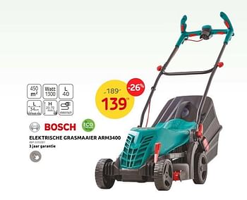 Promoties Bosch elektrische grasmaaier arm3400 - Bosch - Geldig van 13/03/2024 tot 25/03/2024 bij Brico