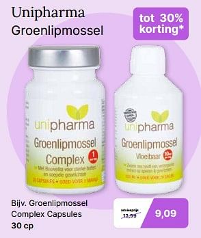 Promoties Groenlipmossel complex capsules - Unipharma - Geldig van 13/03/2024 tot 30/03/2024 bij De Online Drogist