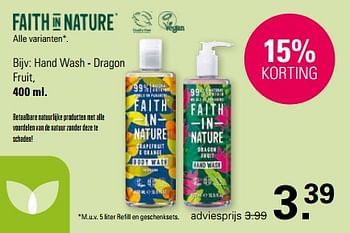 Promotions Hand wash - dragon fruit - Faith in Nature  - Valide de 13/03/2024 à 30/03/2024 chez De Online Drogist