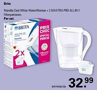 Marella cool white waterfilterkan + 2 maxtra pro all-in-1 filterpatronen-Brita