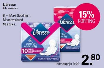 Promotions Maxi goodnight maandverband - Libresse - Valide de 13/03/2024 à 30/03/2024 chez De Online Drogist