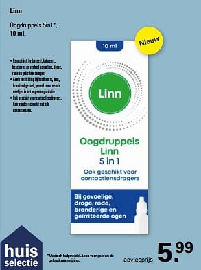Promotions Oogdruppels 5in1 - Linn - Valide de 13/03/2024 à 30/03/2024 chez De Online Drogist