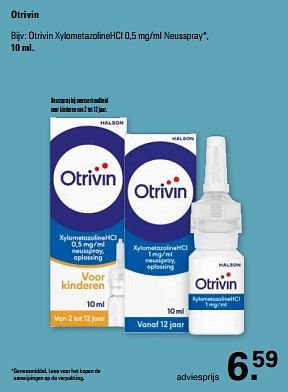 Promotions Otrivin xylometazolinehcl 0,5 mg-ml neusspray - Otrivin - Valide de 13/03/2024 à 30/03/2024 chez De Online Drogist