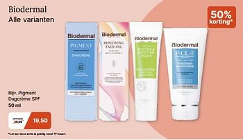 Promotions Pigment dagcrème spf - Biodermal - Valide de 13/03/2024 à 30/03/2024 chez De Online Drogist