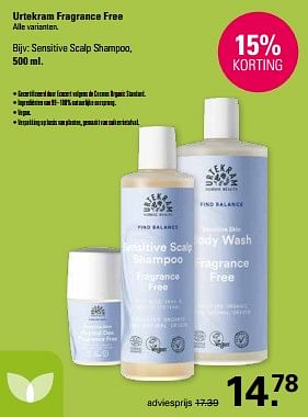 Promoties Sensitive scalp shampoo - Urtekram - Geldig van 13/03/2024 tot 30/03/2024 bij De Online Drogist