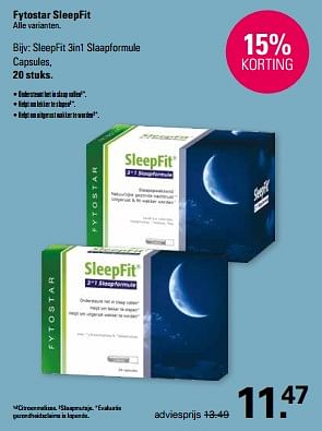Promotions Sleepfit 3in1 slaapformule - Fytostar - Valide de 13/03/2024 à 30/03/2024 chez De Online Drogist