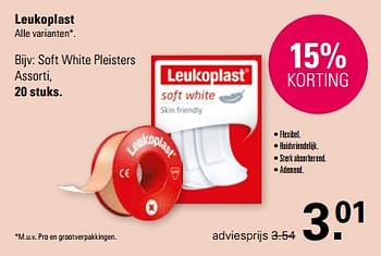 Promotions Soft white pleisters assorti - Leukoplast - Valide de 13/03/2024 à 30/03/2024 chez De Online Drogist