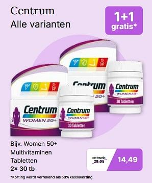 Promotions Women 50+ multivitaminen - Centrum - Valide de 13/03/2024 à 30/03/2024 chez De Online Drogist