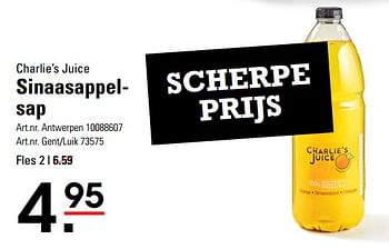 Promoties Sinaasappelsap - Charlie's Juice - Geldig van 14/03/2024 tot 30/03/2024 bij Sligro