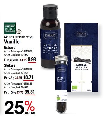 Promoties Vanille extract - Maison Niels de Veye - Geldig van 14/03/2024 tot 30/03/2024 bij Sligro