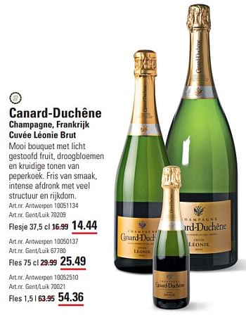 Promotions Canard-duchêne champagne cuvée léonie brut - Champagne - Valide de 14/03/2024 à 30/03/2024 chez Sligro