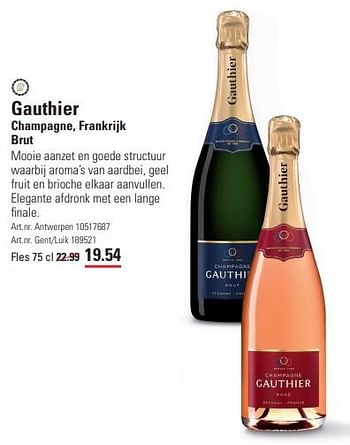 Promoties Gauthier champagne brut - Champagne - Geldig van 14/03/2024 tot 30/03/2024 bij Sligro