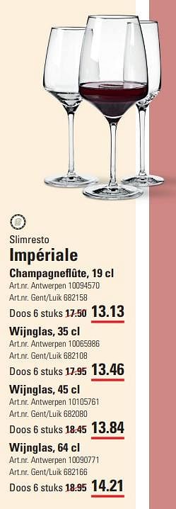 Promotions Impériale champagneflûte - SlimResto - Valide de 14/03/2024 à 30/03/2024 chez Sligro