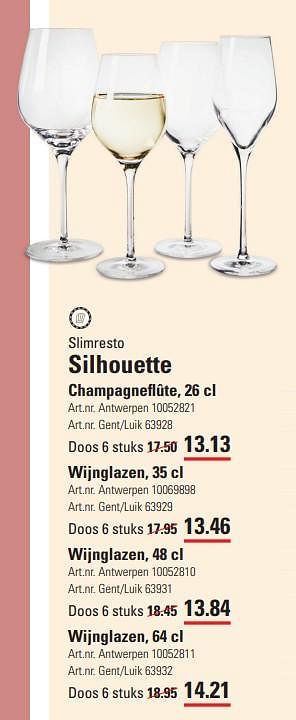 Promoties Silhouette champagneflûte - SlimResto - Geldig van 14/03/2024 tot 30/03/2024 bij Sligro