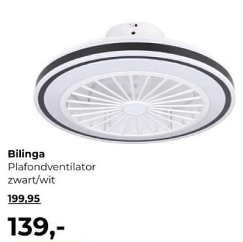 Promoties Bilinga plafondventilator zwart-wit - Huismerk - Lampidee - Geldig van 14/03/2024 tot 02/04/2024 bij Lampidee