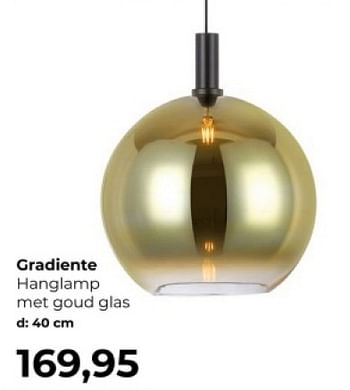 Promoties Gradiente hanglamp met goud glas - Huismerk - Lampidee - Geldig van 14/03/2024 tot 02/04/2024 bij Lampidee
