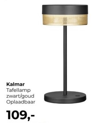 Promotions Kalmar tafellamp zwart goud oplaadbaar - Produit Maison - Lampidee - Valide de 14/03/2024 à 02/04/2024 chez Lampidee