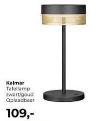 Kalmar tafellamp zwart goud oplaadbaar-Huismerk - Lampidee