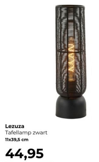 Promoties Lezuza tafellarmp zwart - Huismerk - Lampidee - Geldig van 14/03/2024 tot 02/04/2024 bij Lampidee