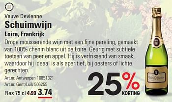Promoties Veuve devienne schuimwijn - Schuimwijnen - Geldig van 14/03/2024 tot 30/03/2024 bij Sligro