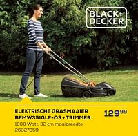 Black + decker elektrische grasmaaier bemw351gl2-qs + trimmer-Black & Decker