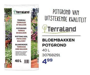 Promotions Bloembakken potgrond - Terraland - Valide de 15/03/2024 à 18/04/2024 chez Supra Bazar