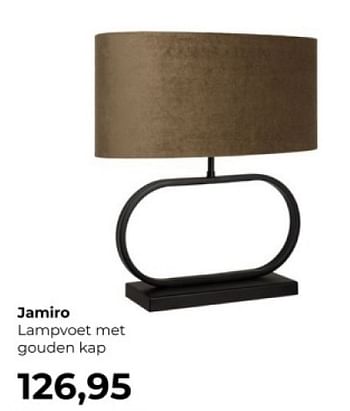 Promotions Jamiro lampvoet met gouden kap - Produit Maison - Lampidee - Valide de 14/03/2024 à 02/04/2024 chez Lampidee