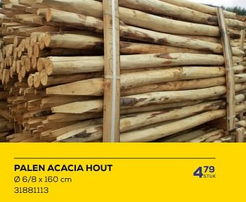 Promoties Palen acacia hout - Huismerk - Supra Bazar - Geldig van 15/03/2024 tot 18/04/2024 bij Supra Bazar