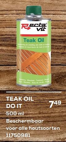 Promotions Teak oil do it - Rectavit - Valide de 15/03/2024 à 18/04/2024 chez Supra Bazar