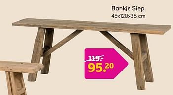Promoties Bankje siep - Huismerk - Leen Bakker - Geldig van 18/03/2024 tot 24/03/2024 bij Leen Bakker