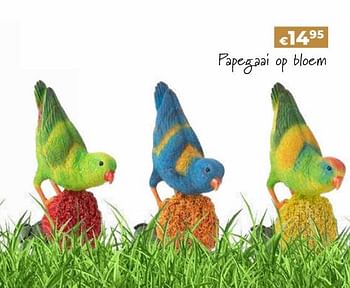 Promoties Deco papegaai op bloem - Huismerk - Euroshop - Geldig van 14/03/2024 tot 31/05/2024 bij Euro Shop