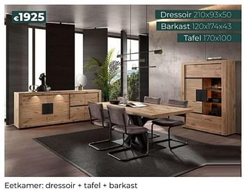 Promotions Eetkamer: dressoir + tafel + barkast - Produit Maison - Euroshop - Valide de 14/03/2024 à 31/05/2024 chez Euro Shop