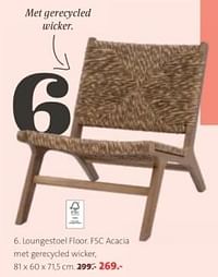Loungestoel floor. fsc acacia met gerecycled wicker-Huismerk - Intratuin