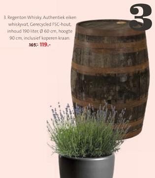 Promoties Regenton whisky authentiek eiken whiskyvat gerecycled fsc-hout - Huismerk - Intratuin - Geldig van 18/03/2024 tot 31/03/2024 bij Intratuin