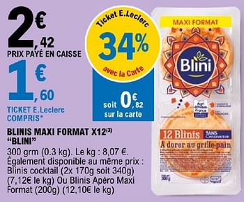 Promoties Blinis maxi format blini - Blini - Geldig van 19/03/2024 tot 30/03/2024 bij E.Leclerc