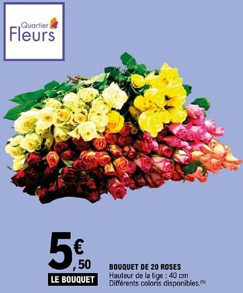 Promotions Bouquet de 20 roses - Produit Maison - E.Leclerc - Valide de 19/03/2024 à 30/03/2024 chez E.Leclerc