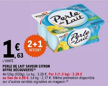 Promoties Perle de lait saveur citron offre decouverte - Yoplait - Geldig van 19/03/2024 tot 30/03/2024 bij E.Leclerc