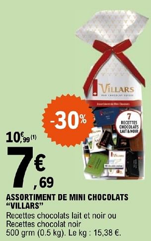 Promoties Assortiment de mini chocolats villars - Villars - Geldig van 19/03/2024 tot 30/03/2024 bij E.Leclerc