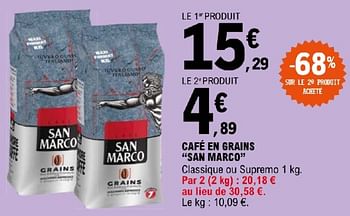 Promotions Café en grains san marco - San Marco - Valide de 19/03/2024 à 30/03/2024 chez E.Leclerc