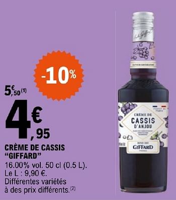Promoties Crème de cassis giffard - Giffard - Geldig van 19/03/2024 tot 30/03/2024 bij E.Leclerc