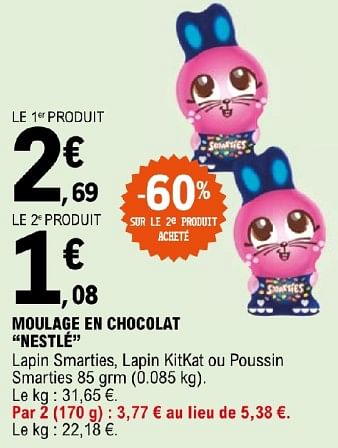 Promotions Moulage en chocolat nestlé - Nestlé - Valide de 19/03/2024 à 30/03/2024 chez E.Leclerc