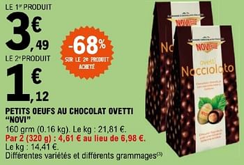 Promoties Petits geufs au chocolat ovetti novi - Novi - Geldig van 19/03/2024 tot 30/03/2024 bij E.Leclerc