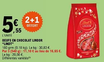 Promoties Sees en chocolat lindor lindt - Lindt - Geldig van 19/03/2024 tot 30/03/2024 bij E.Leclerc