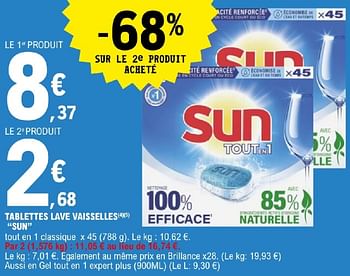 Promotions Tablettes lave vaisselles sun - Sun - Valide de 19/03/2024 à 30/03/2024 chez E.Leclerc