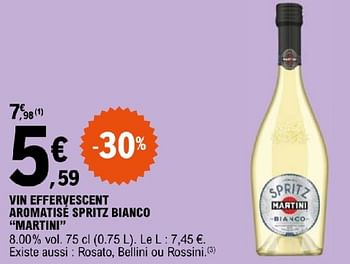 Promoties Vin effervescent | aromatise spritz bianco martini - Martini - Geldig van 19/03/2024 tot 30/03/2024 bij E.Leclerc